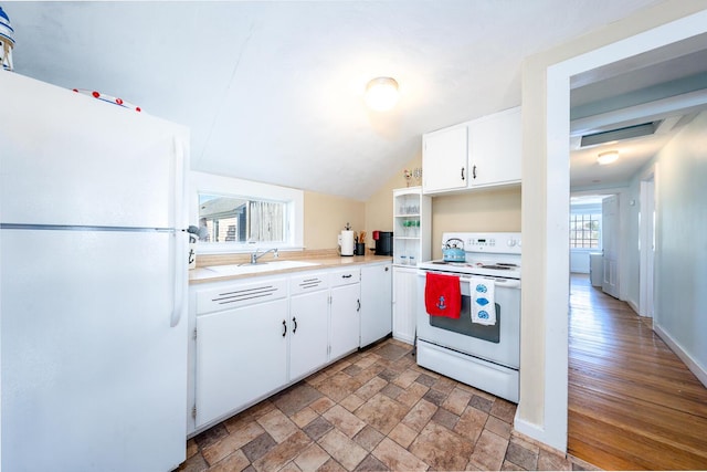 1006 Craigville Beach Rd Unit 4, Centerville, MA 02632 - kitchen with white appliances, open shelves, a sink, and white cabinets