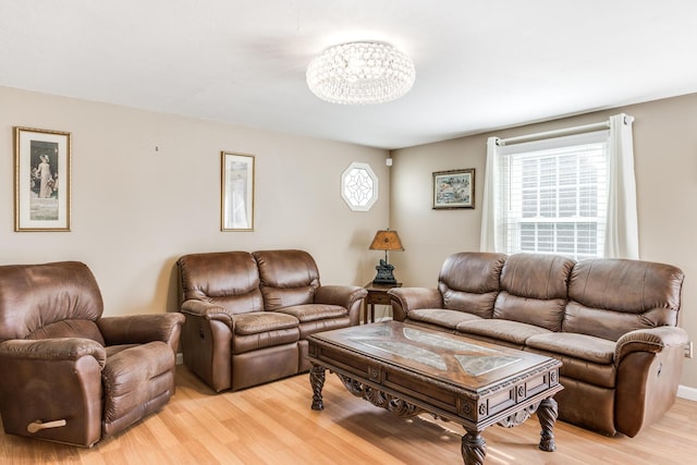 living room with light wood-style floors