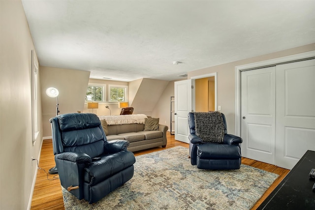 living area featuring wood finished floors