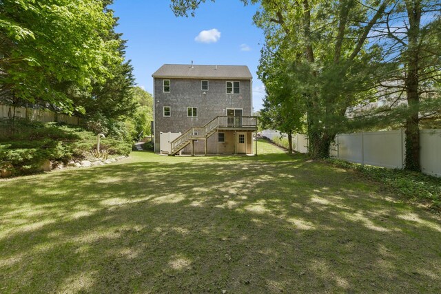 1311 Main St, Cotuit, MA 02635 - back of house with stairs and a deck