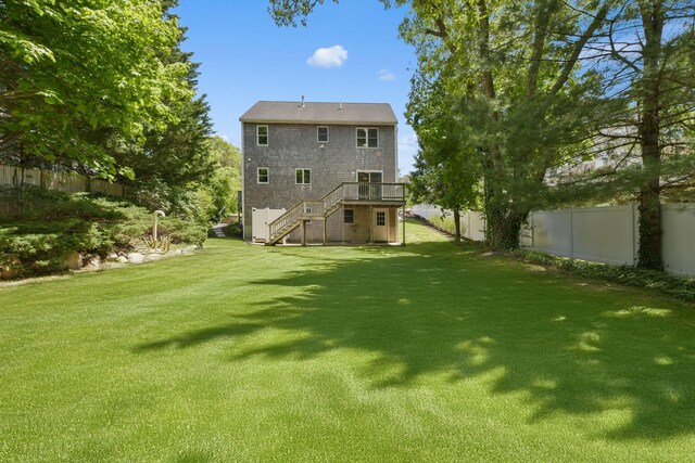 1311 Main St, Cotuit, MA 02635 - rear view of house featuring stairs and a deck