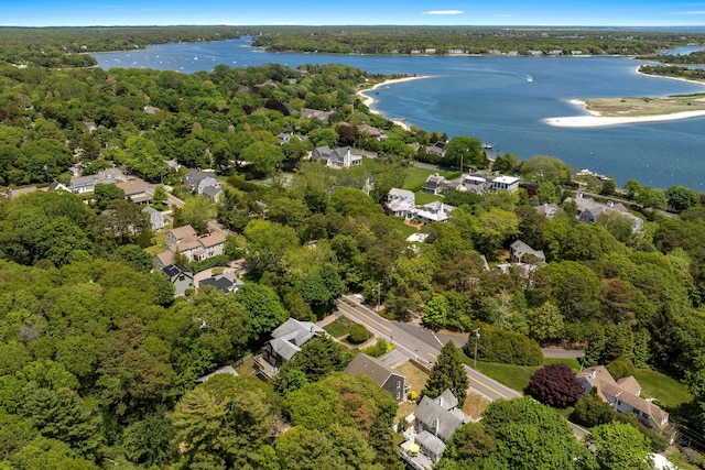 1311 Main St, Cotuit, MA 02635 - aerial overview of property's location with a large body of water, a forest, and nearby suburban area