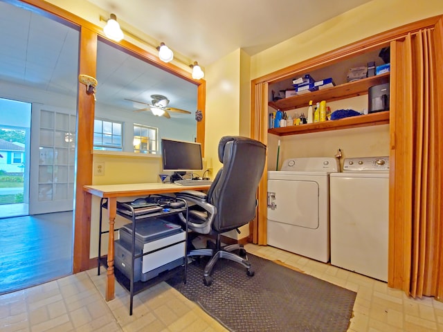 15 Fir St, Wareham, MA 02571 - office space featuring independent washer and dryer, ceiling fan, and tile patterned floors