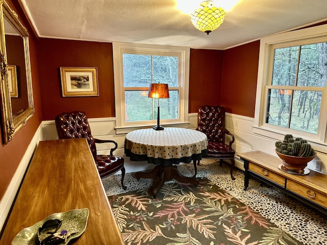 53 Highland Rd, North Truro, MA 02652 - living area with a wainscoted wall and a textured ceiling