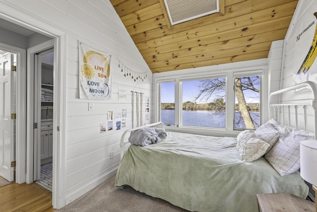 122 Point Of Pines Ave, Centerville, MA 02632 - bedroom with vaulted ceiling, wood ceiling, and a water view