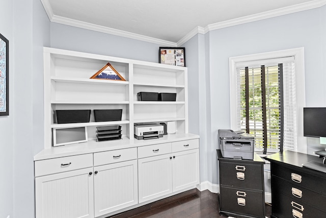 5 Bosuns Ln, Bourne, MA 02532 - home office with ornamental molding and dark wood-style floors