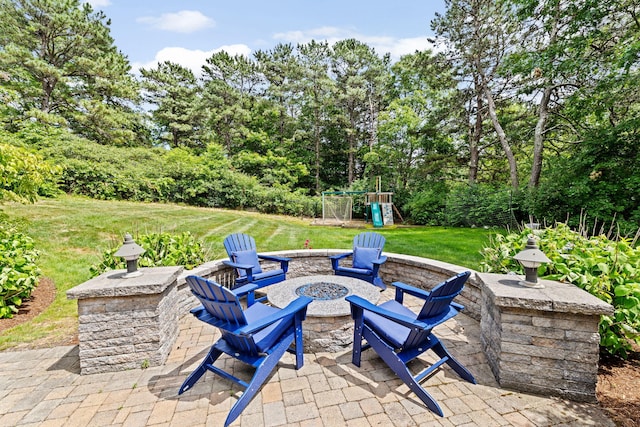 5 Bosuns Ln, Bourne, MA 02532 - view of patio with a fire pit