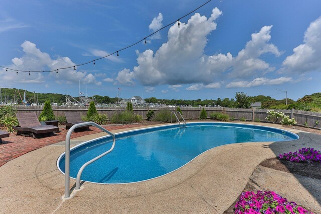 view of swimming pool featuring a patio area