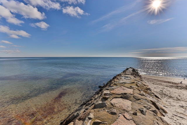 view of water feature featuring a view of the beach