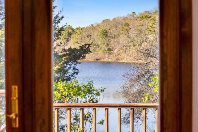 view of water feature featuring a view of trees