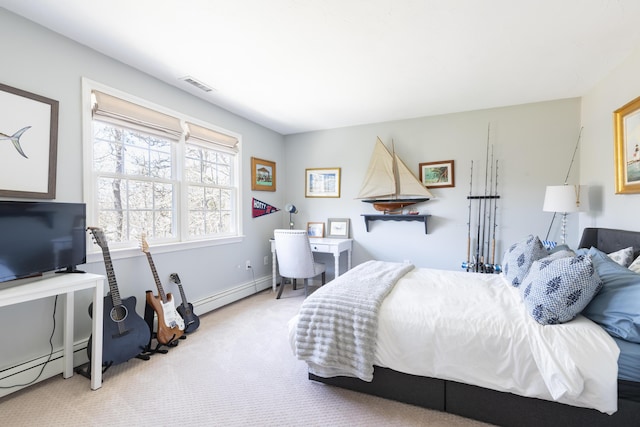 331 Riverview Dr, Chatham, MA 02633 - bedroom featuring a baseboard heating unit, carpet floors, a baseboard radiator, and baseboards