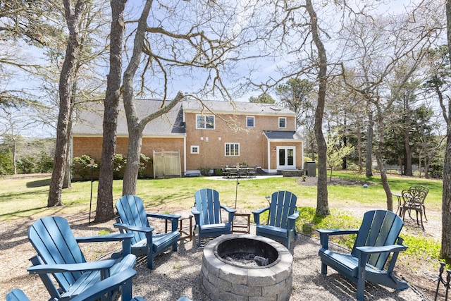 331 Riverview Dr, Chatham, MA 02633 - view of patio / terrace with an outdoor fire pit and french doors