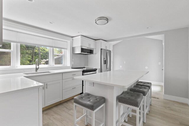 6 Januit St, Sandwich, MA 02563 - kitchen featuring appliances with stainless steel finishes, a sink, a kitchen bar, and light wood finished floors