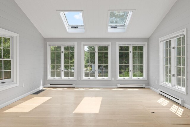 6 Januit St, Sandwich, MA 02563 - unfurnished sunroom featuring a skylight, lofted ceiling, and a baseboard radiator
