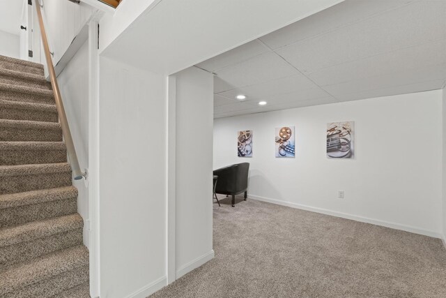 6 Januit St, Sandwich, MA 02563 - stairway featuring carpet, recessed lighting, baseboards, and a drop ceiling