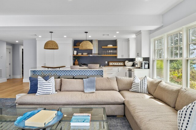 living room with hardwood / wood-style flooring