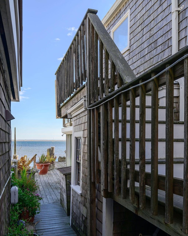 deck with a water view