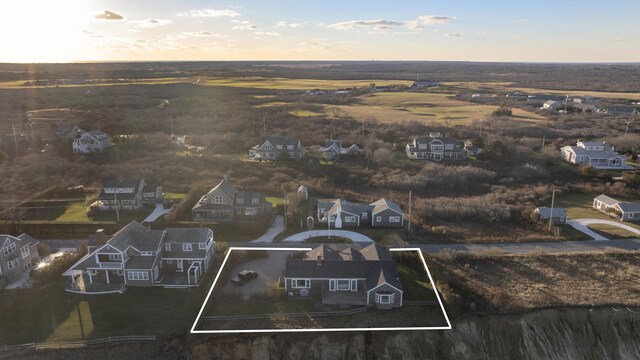 view of aerial view at dusk