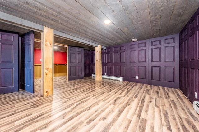 121 S Yarmouth Rd, Dennis, MA 02638 - unfurnished bedroom with a baseboard radiator, wood finished floors, and wooden ceiling