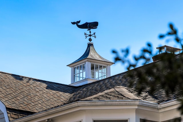 details featuring a shingled roof