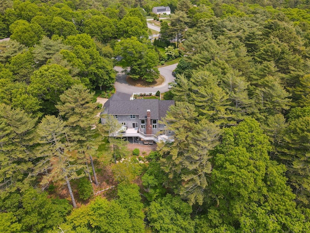 4 Canterbury Ln, Bourne, MA 02532 - aerial view of property and surrounding area featuring a heavily wooded area