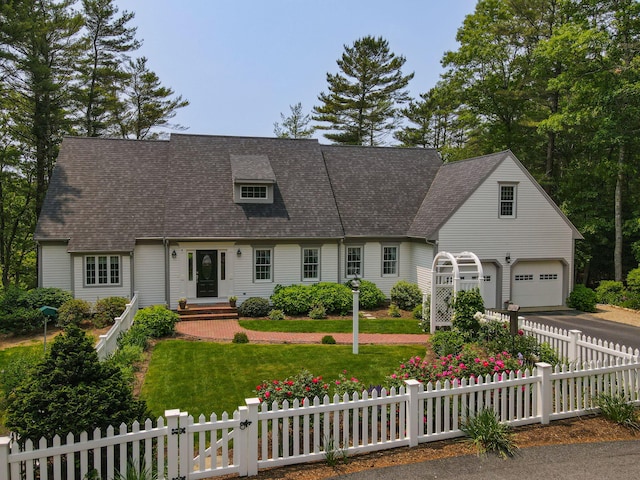 4 Canterbury Ln, Bourne, MA 02532 - cape cod house with a garage, a shingled roof, and concrete driveway