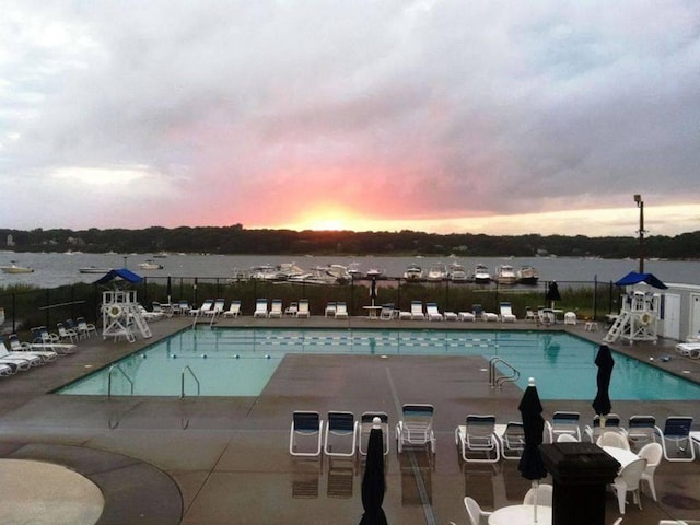 131 Portside Cir E, Falmouth, MA 02536 - community pool featuring a patio and a water view