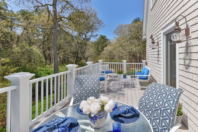 116 Happy Valley Rd, Chatham, MA 02633 - wooden deck featuring view of scattered trees