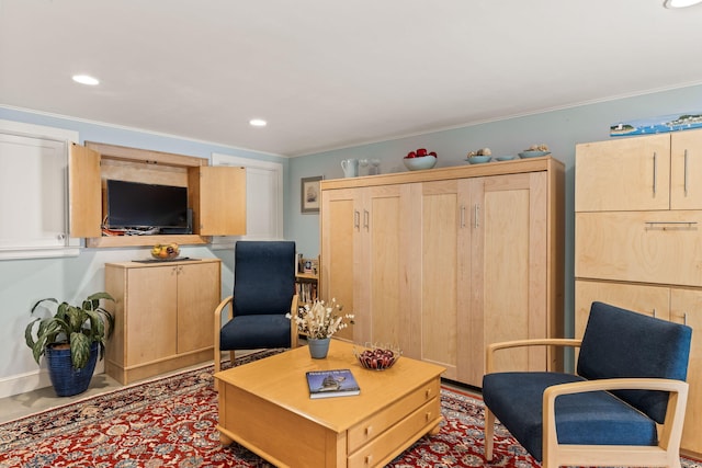 116 Happy Valley Rd, Chatham, MA 02633 - living area with recessed lighting and crown molding