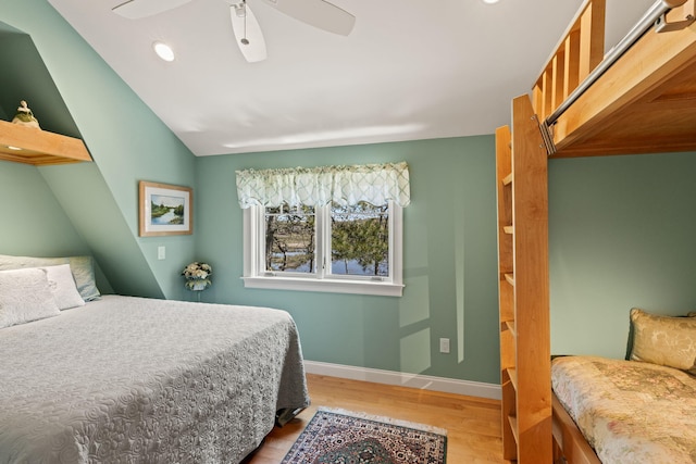 116 Happy Valley Rd, Chatham, MA 02633 - bedroom featuring light wood-style floors, baseboards, ceiling fan, and recessed lighting