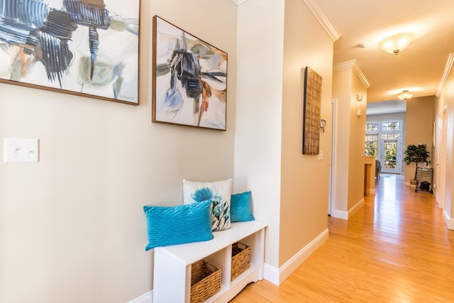20 Twin Oaks Dr, Mashpee, MA 02649 - hallway with ornamental molding, light wood-style floors, and baseboards