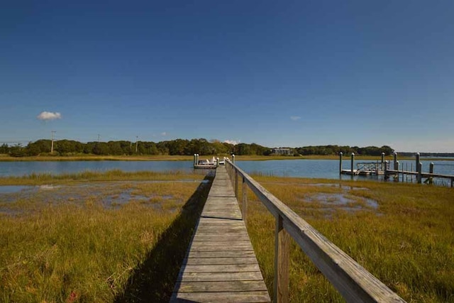 dock area featuring a water view