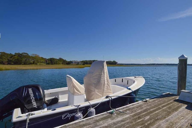 view of dock featuring a water view