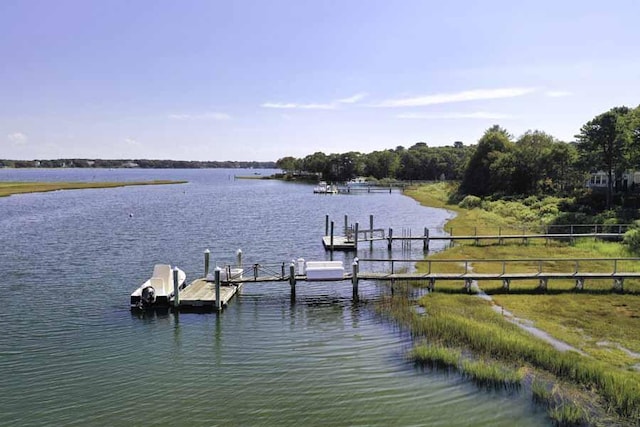 view of dock featuring a water view