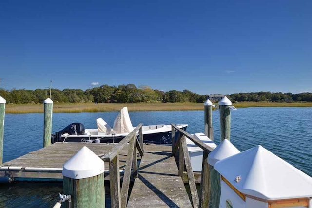 dock area featuring a water view