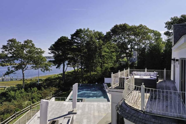 view of swimming pool featuring an outdoor hangout area