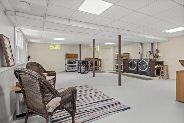 215 Head Of The Bay Rd, Buzzards Bay, MA 02532 - living area with washing machine and dryer and a paneled ceiling