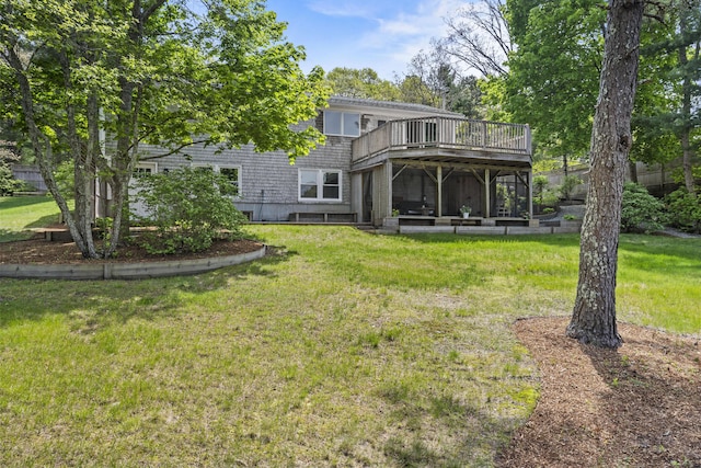 215 Head Of The Bay Rd, Buzzards Bay, MA 02532 - rear view of house featuring a deck and a yard