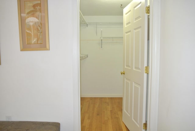 spacious closet with light hardwood / wood-style floors