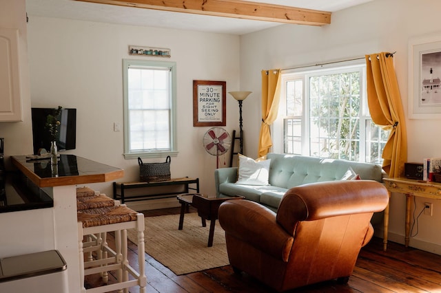 115 Rte 28, West Harwich, MA 02671 - living area with hardwood / wood-style floors and beam ceiling