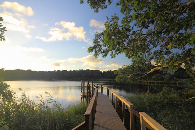 view of dock featuring a water view