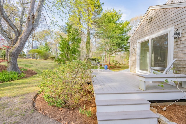 deck with a lawn