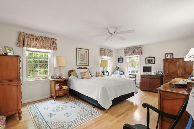8 Viking Rock Rd, South Yarmouth, MA 02664 - bedroom featuring light wood-style floors, a ceiling fan, and baseboards