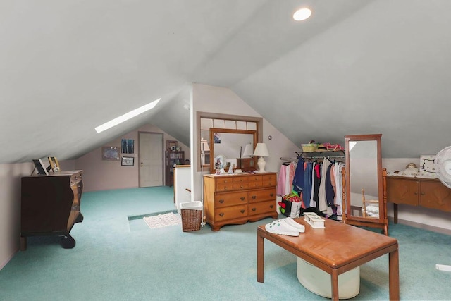 8 Viking Rock Rd, South Yarmouth, MA 02664 - bedroom featuring carpet floors, a skylight, and vaulted ceiling