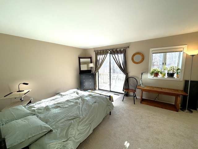 carpeted bedroom with access to exterior