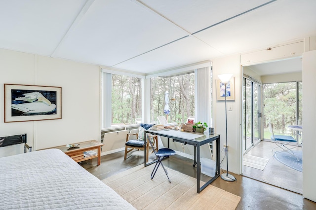 bedroom featuring multiple windows and access to outside