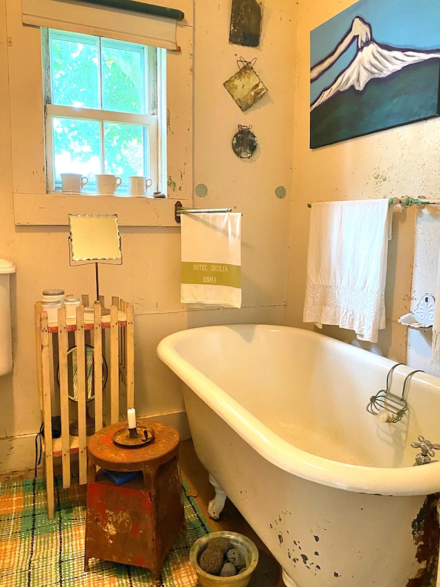 bathroom featuring a washtub