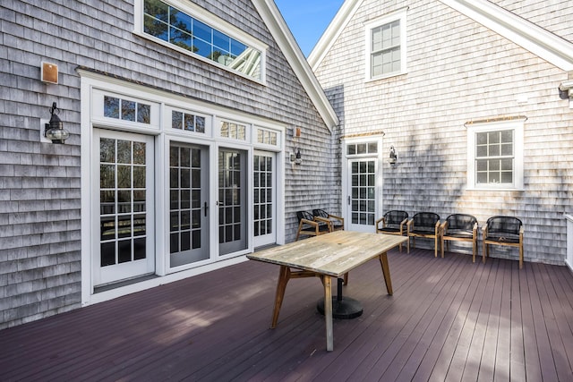 wooden terrace with french doors