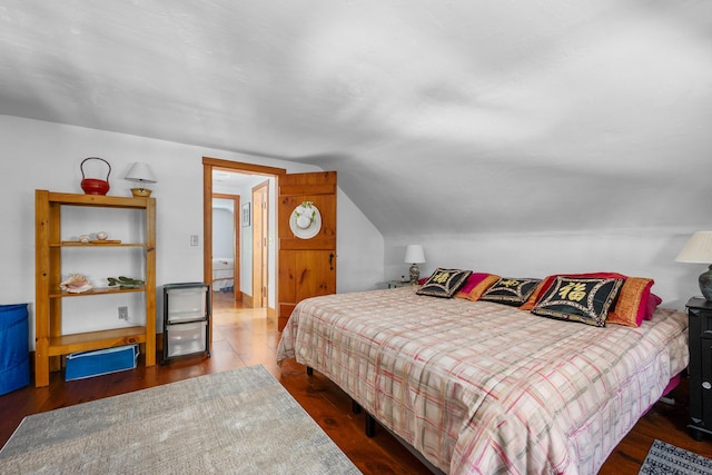 181 Stony Brook Rd, Brewster, MA 02631 - bedroom with wood finished floors and lofted ceiling