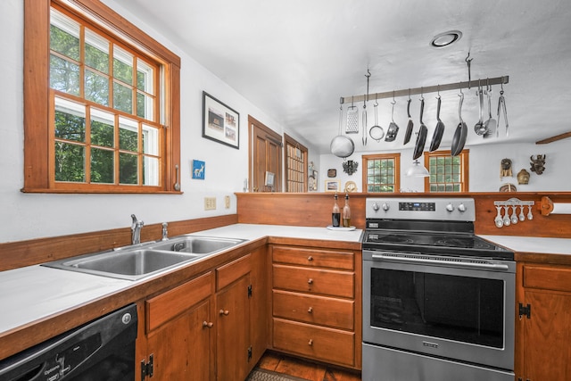 181 Stony Brook Rd, Brewster, MA 02631 - kitchen featuring electric range, dishwasher, healthy amount of natural light, and light countertops